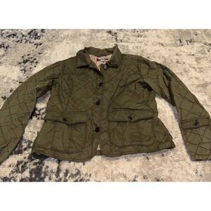 Eddie Bauer Womens Green Button Front Fishing Jacket Quilted Green Sz Medium